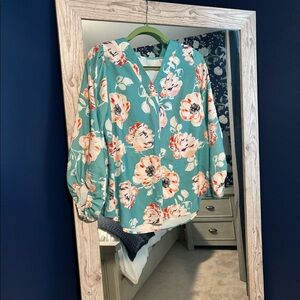 Amazon Balloon Sleeve Floral Blouse